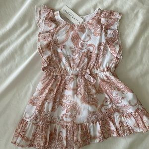 NWT Janie & Jack Ruffle Sleeve Paisley Dress with headband